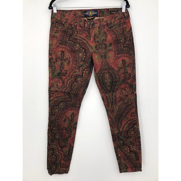 Lucky Brand Charlie Skinny Ankle Bohemian Boho Paisley Jeans Size 8/29 - Picture 3 of 8